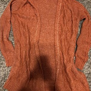 cupcakes & cashmere Rust Cable Knit Open Front Cardigan